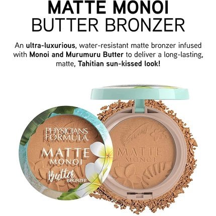 Physicians Formula Matte Monoi Butter Bronzer with Monoi and Murumuru Butter Water - Resistant Vegan 1 Count - Maison des fragrances