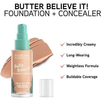 Physicians Formula Murumuru Butter Believe It! Foundation + Concealer with Butter for Radiant Glow Light - Maison des fragrances