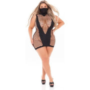 Pink Lipstick Lingerie Masquerade Dress With Mask Plus Size Black - Maison des fragrances