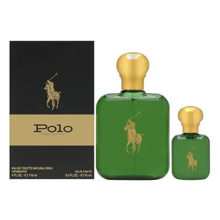 Polo Green par Ralph Lauren Men's Gift Set 4.2oz Eau de toilette Spray and 15ml Mini - New - Maison des fragrances