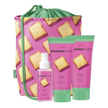 Pupa Milano Breakfast Lovers Set Toast 4 Pc Moisturizing Body Lotion Hydrating Body Wash Body Mist for Soft Skin Skin Care Gift Set - Maison des fragrances