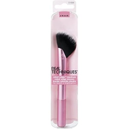 Real Techniques Cheek Rebel Edge Medium Blush & Highlighter Brush Aluminium Pink - Maison des fragrances