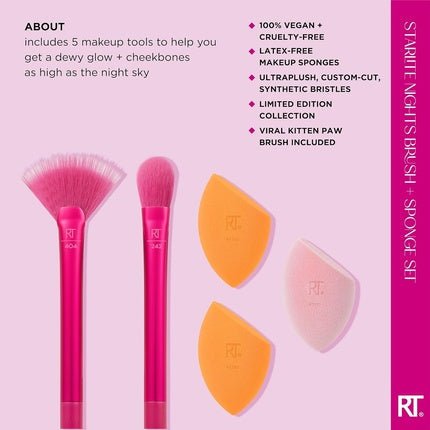 Real Techniques Limited Edition Starlite Nights Brush and Sponge Kit 5 Piece Gift Set - Maison des fragrances