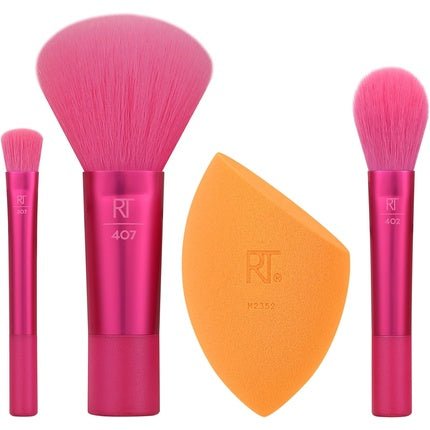 Real Techniques Mini Holidaze Brush and Sponge Kit Makeup Brush and Makeup Blending Sponge Set for Foundation Powder and Eyeshadow Travel Makeup Tools 4 Piece Gift Set - Maison des fragrances