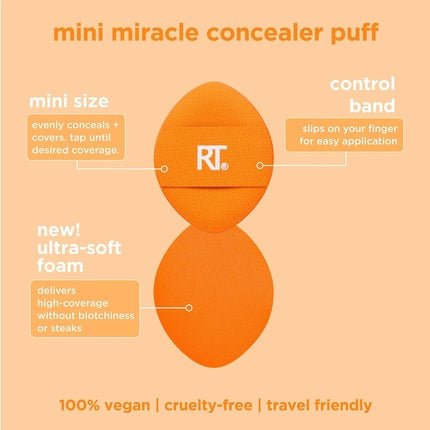 Real Techniques Mini Miracle Concealer Puffs Small Makeup Puff for Liquid Cream Foundation Targeted Concealing Under Eyes Blemishes Travel Friendly Vegan Cruelty Free - Maison des fragrances
