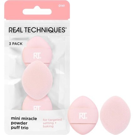 Real Techniques Mini Miracle Powder Puff Trio for Setting and Baking Loose and Pressed Powder Targeted Setting Under Eyes and On Blemishes - Maison des fragrances