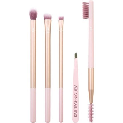 REAL TECHNIQUES Naturally Beautiful Eye Makeup Brush Kit 5 Piece Set Pink - Maison des fragrances