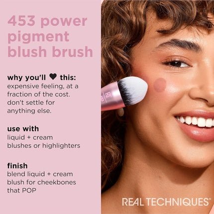 Real Techniques Power Pigment Blush Makeup Brush Cheek Brush For Liquid & Cream Blush Dense Synthetic Bristles Unique Pointed Shape For Precise Application Vegan & Cruelty Free 1 Count - Maison des fragrances