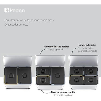 Recycling Sorting System 4x10L Gray - Maison des fragrances