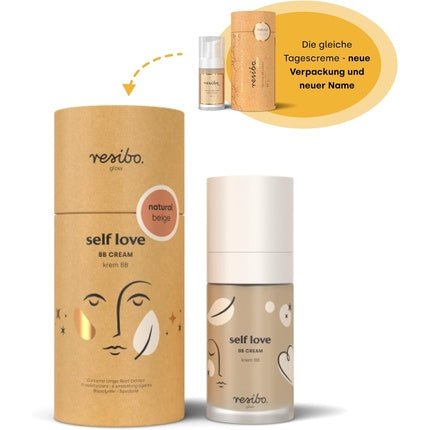 Resibo Natural Tinted Day Cream Self Love Face Cream BB Cream Moisturising Pimple Remover Make Up Foundation Concealer Sun Protection Natural Beige 30ml - Maison des fragrances