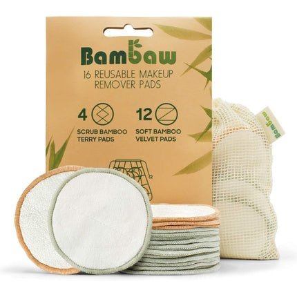 Reusable Make Up Pads 16 Bamboo Pads with Laundry Bag Eco - Friendly Cotton Pads Cleansing Pads for Eyes and Face Zero Waste Make Up Pads Cotton Wool Pad Bambaw - Maison des fragrances