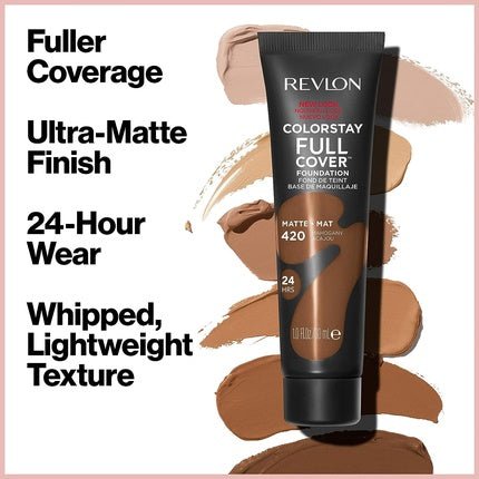 Revlon ColorStay Full Cover Longwear Matte Foundation Heat & Sweat Resistant Lightweight Face Makeup 30ml 310 Warm Golden - Maison des fragrances