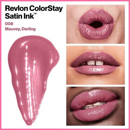 Revlon ColorStay Satin Ink Liquid Lipstick Longwear Rich Lip Colors with Black Currant Seed Oil 008 Mauvey Darling - Maison des fragrances