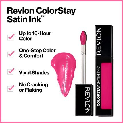 Revlon Colorstay Satin Ink Long Lasting Lipstick with Moisturizing Formula Blackcurrant Seed Oil and Vitamin E Color 021 Partner in Wine - Maison des fragrances