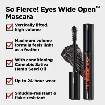 Revlon So Fierce Eyes Wide Open Mascara Blackest Black Waterproof - Maison des fragrances
