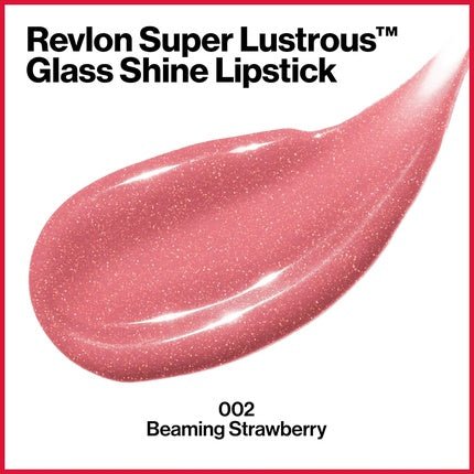 Revlon Super Lustrous Glass Shine Lipstick with Moisturizing Creamy Formula Enriched with Hyaluronic Acid, Aloe, and Rose Quartz 3.1g 002 Beaming Strawberry - Maison des fragrances