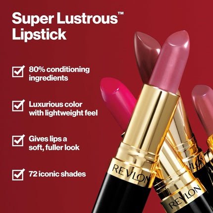 Revlon Super Lustrous Lipstick High Impact Lipcolor with Moisturizing Creamy Formula Infused with Vitamin E and Avocado Oil in Berries Candied Rose 0.15 oz - Maison des fragrances