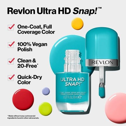 Revlon Ultra HD Snap Nail Polish Long Lasting Vegan Formula Quick Drying One - Coat Full Coverage Colour 8ml Berry Blissed - Maison des fragrances