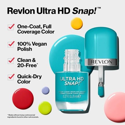 Revlon Ultra HD Snap Nail Polish Long Lasting Vegan Formula Quick Drying One - Coat Full Coverage Colour 8ml Red and Real - Maison des fragrances