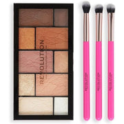 Revolution Shimmer Glam Eye Set Gift Set 3 Full Sized Makeup Brushes and Eye Palette - Maison des fragrances