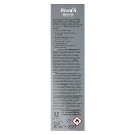 Rexona Maximum Protection Deodorant Cobalt Dry Antiperspirant Déodorant (Déo) Homme 150ml - Maison des fragrances