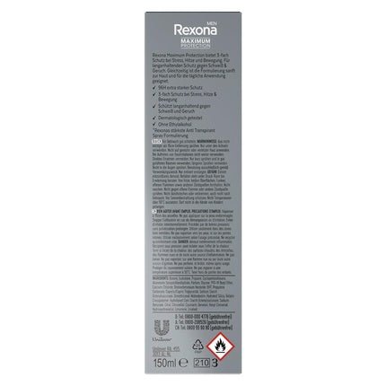 Rexona Maximum Protection Deodorant Cobalt Dry Antiperspirant Déodorant (Déo) Homme 150ml - Maison des fragrances