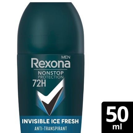 Rexona Nonstop Protection Deo Roll-On Invisible Ice Fresh Antiperspirant with 72 Hours Sweat and Body Odor Protection Invisible Ice Fresh Déodorant (Déo) Homme 50ml - Maison des fragrances