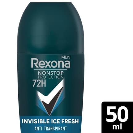 Rexona Nonstop Protection Deo Roll-On Invisible Ice Fresh Antiperspirant with 72 Hours Sweat and Body Odor Protection Invisible Ice Fresh Déodorant (Déo) Homme 50ml - Maison des fragrances