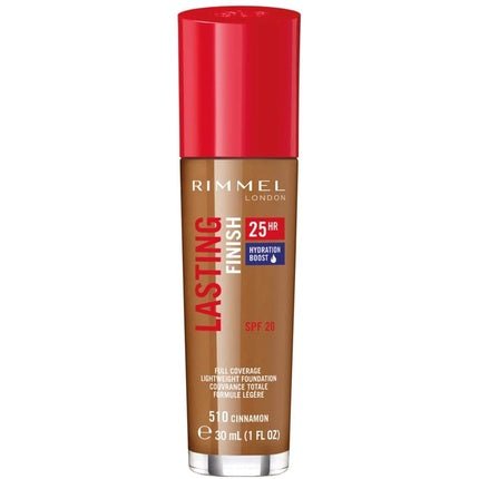 Rimmel London Lasting Finish 25 Hour Foundation Full Coverage Formula with SPF 20 30ml 510 Cinnamon - Maison des fragrances