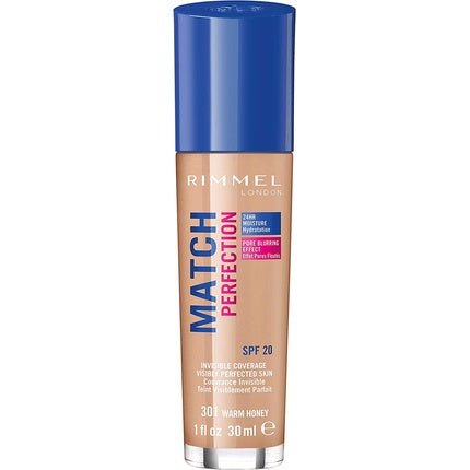 Rimmel London Match Perfection Foundation SPF 20 301 Warm Honey 30ml - Maison des fragrances