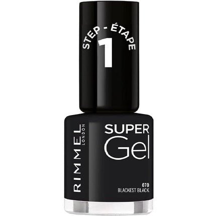 Rimmel Super Gel Nail Polish 12ml Blackest Black - Maison des fragrances