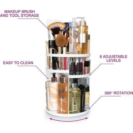 Rio Makeup Cosmetic & Brush 360 Rotating Carousel Organizer - Maison des fragrances