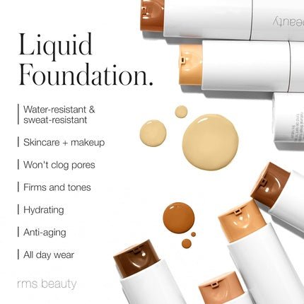 RMS Beauty ReEvolve Natural Finish Foundation Liquid Face Makeup Skin Tint Refillable Pump 122 Full Size - Maison des fragrances