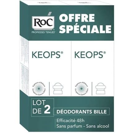 RoC Keops Alcohol-Free Roll-On Deodorant 48h Lot of 2 x Déodorant (Déo) Mixte 30ml - Maison des fragrances