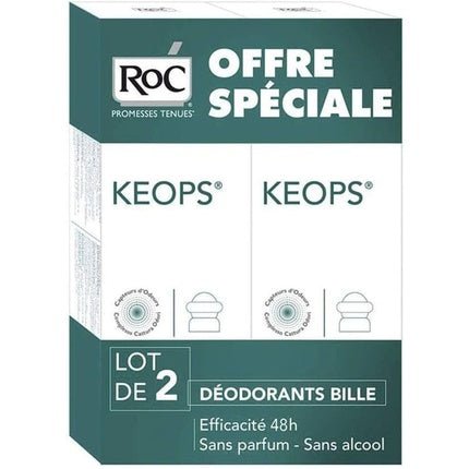 RoC Keops Alcohol-Free Roll-On Deodorant 48h Lot of 2 x Déodorant (Déo) Mixte 30ml - Maison des fragrances