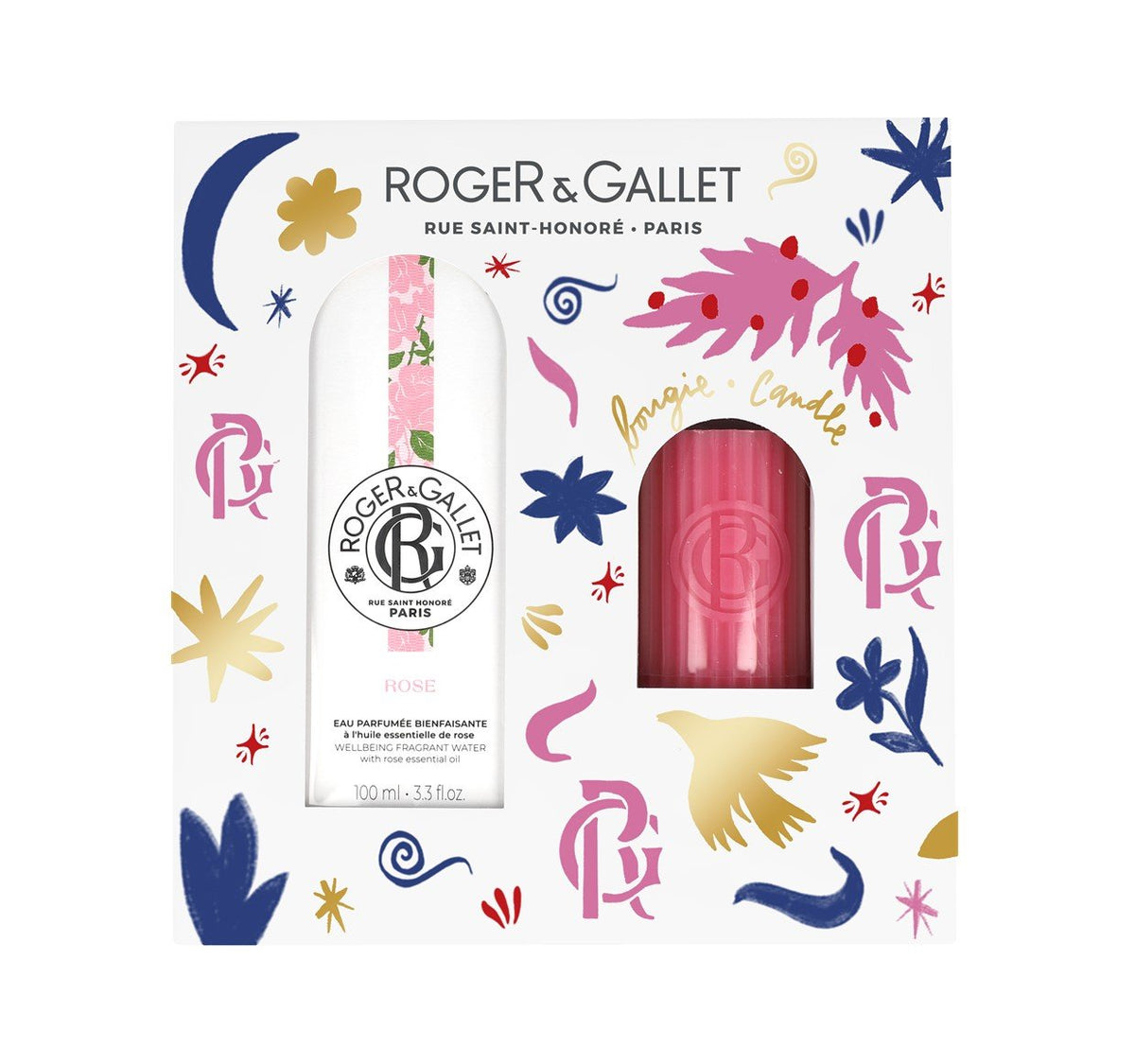 Roger & Gallet Gift Set - Rose - Beneficial Rose + Free Scented Candle Coffret (Coffret) Mixte 100ml - Maison des fragrances