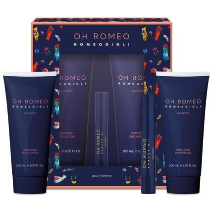 ROMEO GIGLI Gift Set for Women with Body Lotion 200 ml, Shower Gel 200 ml, Solid Perfume Pen 32 ml with Woody and Amber Fragrance - Made in Italy - Maison des fragrances