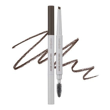 Rom&nd HAN ALL FLAT BROW w1 Gentle Brown Dual - Sided Fine Tip Shapes Defines Fills Brows Natural Makeup Angled Tip Applicator K - Cosmetics - Maison des fragrances