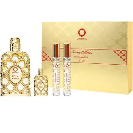 Royal Amber par Orientica Femme - 4 Piece Gift Set 2.7oz Eau de parfum Spray 7.5ml Eau de parfum - Maison des fragrances
