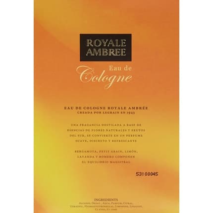Royal Ambree Royale Ambree par Legrain Splash Eau de Cologne (EDC) Homme 198ml - Maison des fragrances