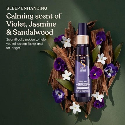 Sanctuary Spa Pillow Sleep Spray Violet Jasmine and Sandalwood No Mineral Oil Cruelty Free and Vegan 100ml - Maison des fragrances