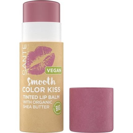 SANTE Naturkosmetik Smooth Color Kiss 02 Soft Berry Vegan Lip Balm with Organic Oils Cocoa Butter and Organic Shea Butter 7g - Maison des fragrances