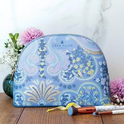 Sara Miller Savannah Large Cosmetic Bag Blue - Personalised Make - Up or Gym - Maison des fragrances