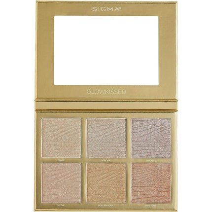 Sigma Beauty GlowKissed Highlight Palette Highlighted Warm Tones Golden Hour Glow Vibes 6 Highlighter Shades Mirror Included Cruelty - Free Vegan Makeup Palette - Maison des fragrances