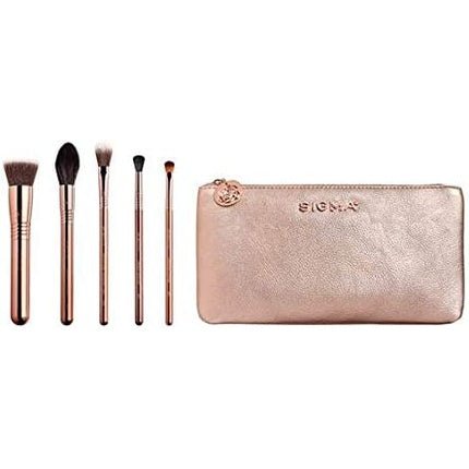 Sigma Beauty Iconic Rose Gold Brush Set with Makeup Bag - Travel Size Set of 5 Brushes - Maison des fragrances