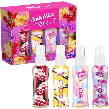 So… par So...? 's Mini Body Mist Gift Set with Red Velvet, Vanilla, Candy Floss & Sweet Pea Fragrance 4x Sweet Obsession Coffret (Coffret) Femme 50ml - Maison des fragrances