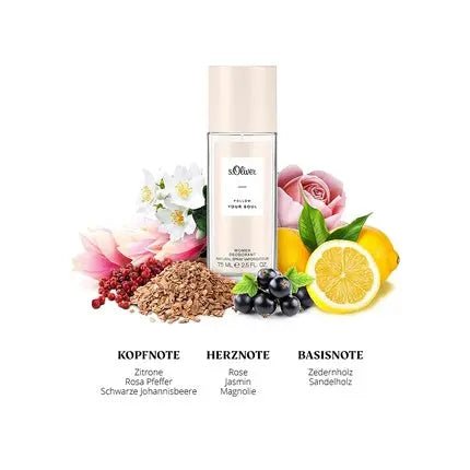 s.Oliver Follow Your Soul Women Deodorant with Feminine-Floral Scent 75ml Natural Spray Vaporisateur - Maison des fragrances