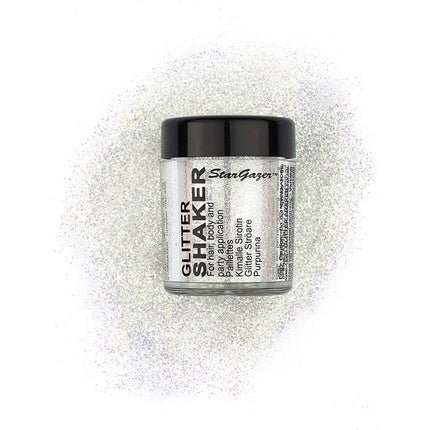 Stargazer UV Glitter Shaker White Cosmetic Glitter Powder for Eyes Lips Face Body Hair and Nails - Maison des fragrances