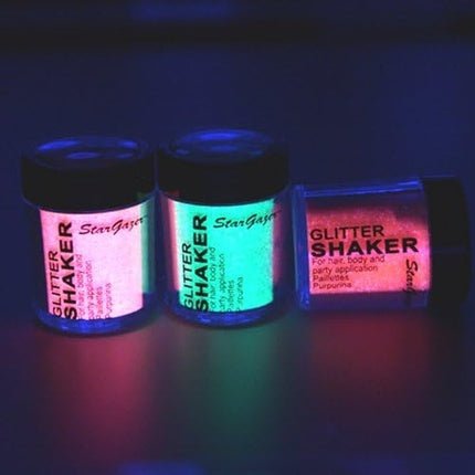Stargazer UV Glitter Shaker White Cosmetic Glitter Powder for Eyes Lips Face Body Hair and Nails - Maison des fragrances
