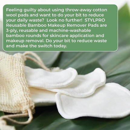 Stylpro Reusable Bamboo Makeup Remover Pads Set of 8 470g - Maison des fragrances